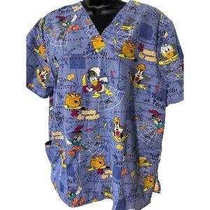 Wonderful World‎ of Disney Halloween Print Scrub Top Shirt Women's Large L